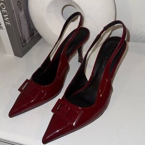 Red Patent Leather Stiletto Slingback Heels